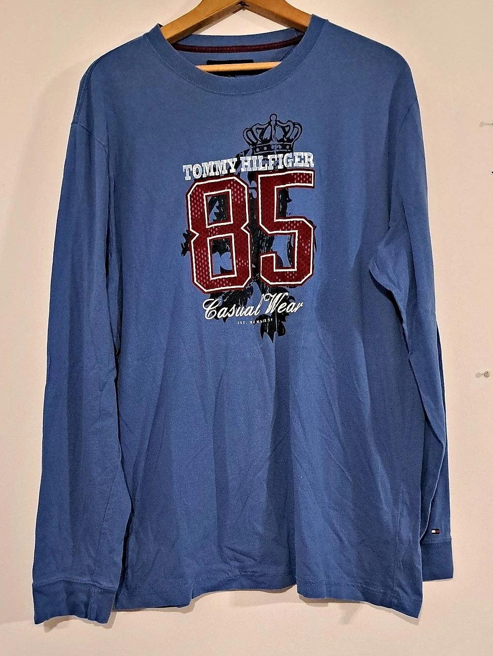 Tommy Hilfiger 85 Casual Wear Long Sleeve Tee in Blue Size XL